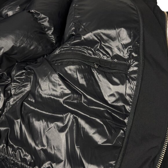 Mackage Edward XR Down Parka Jacket SZ M Black Mock Neck Pockets Hood Missing - Picture 13 of 16